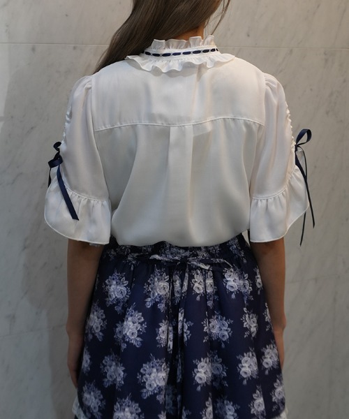 axes femme POETIQUE ブラウス シャツ リボンブローチ付き姫袖風BL