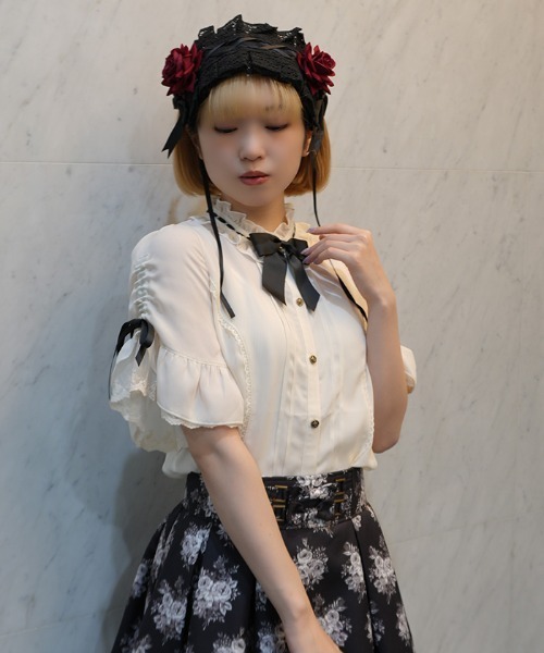 axes femme POETIQUE ブラウス シャツ リボンブローチ付き姫袖風BL