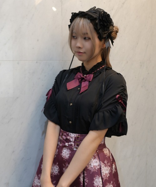 axes femme POETIQUE ブラウス シャツ リボンブローチ付き姫袖風BL