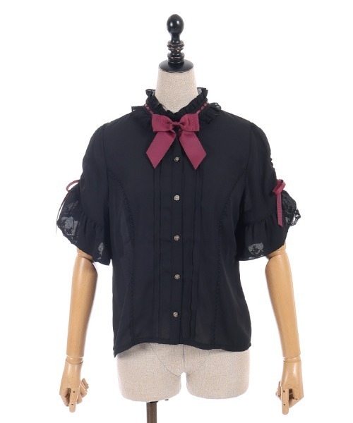 axes femme 2点セット 姫 ドット リボン ブラウス タートル 平成 axes femme POETIQUE ブラウス シャツ リボンブローチ付き姫袖風BL