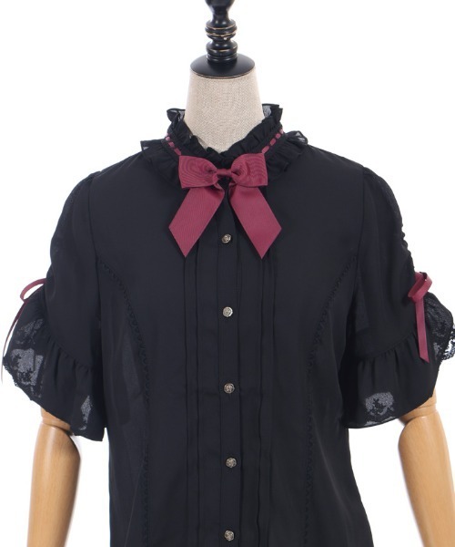 axes femme POETIQUE ブラウス シャツ リボンブローチ付き姫袖風BL