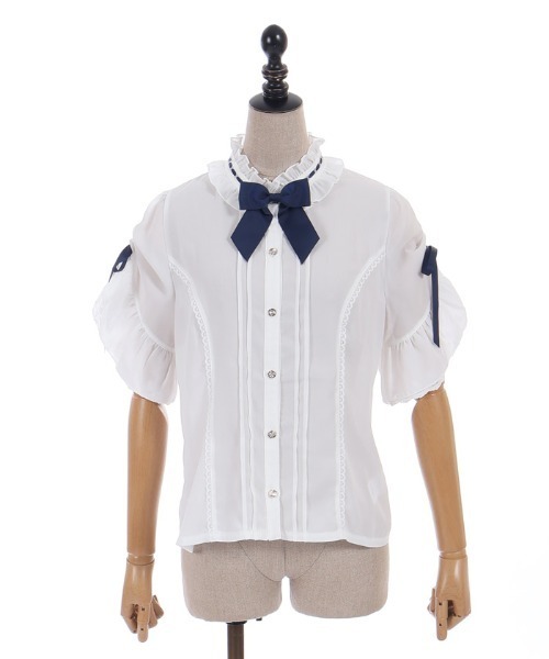 axes femme POETIQUE ブラウス シャツ リボンブローチ付き姫袖風BL