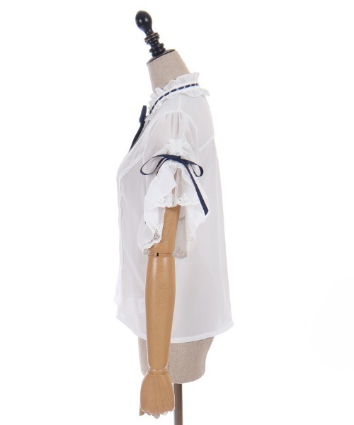 axes femme POETIQUE ブラウス シャツ リボンブローチ付き姫袖風BL