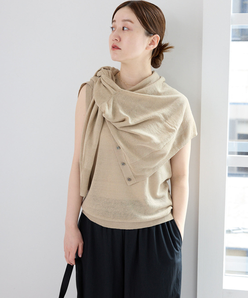 IENA - 【アンサンブル】新品タグ付⭐︎C/麻 ノースリーブプルオーバー&カーディガン IENA（イエナ） ニット セーター 「アンサンブル対応/手洗い可」ハイ