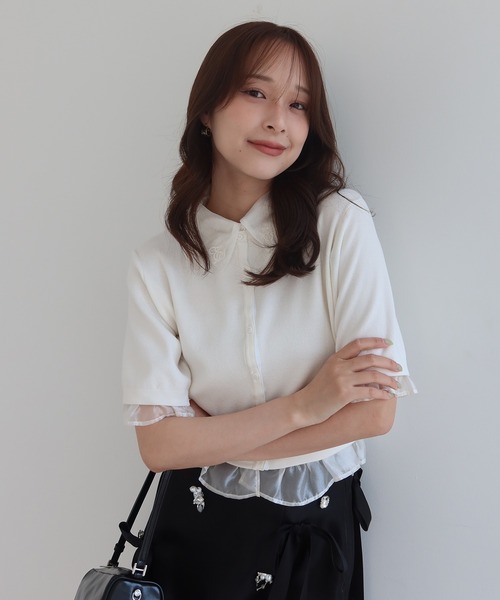EIMY ISTOIRE（エイミーイストワール） カーディガン 半袖 SIGN COLLAR