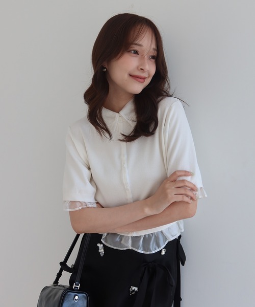♡eimy istoire♡カーディガン♡キャミ♡ EIMY ISTOIRE（エイミーイストワール） カーディガン 半袖 SIGN COLLAR