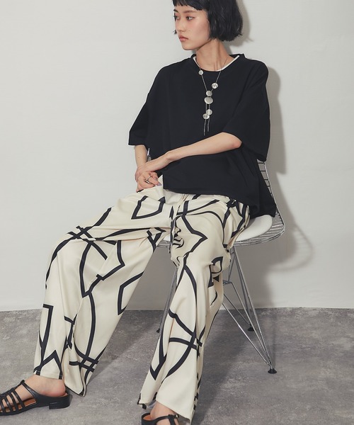 ワイドパンツ パンツ 柄プリントワイドパンツ レディース : ZOZOTOWN