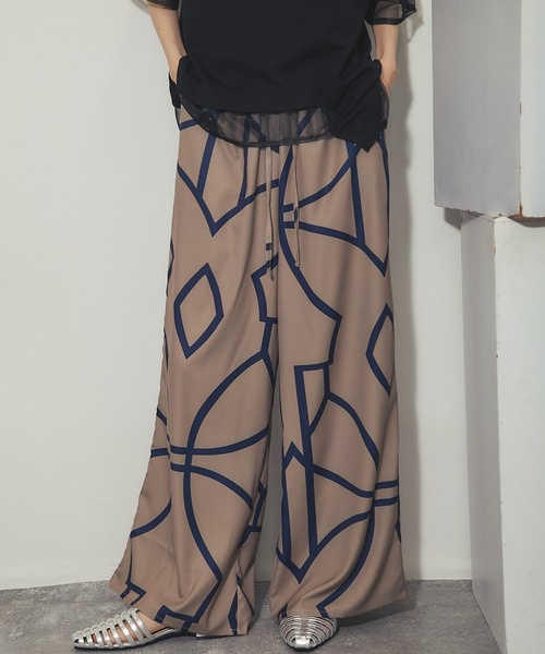 ワイドパンツ パンツ 柄プリントワイドパンツ レディース : ZOZOTOWN