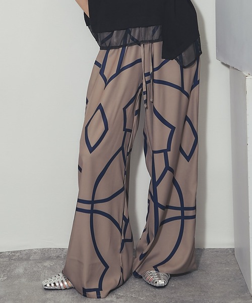 ワイドパンツ パンツ 柄プリントワイドパンツ レディース : ZOZOTOWN