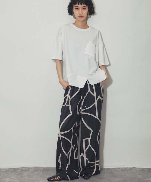 ワイドパンツ パンツ 柄プリントワイドパンツ レディース : ZOZOTOWN