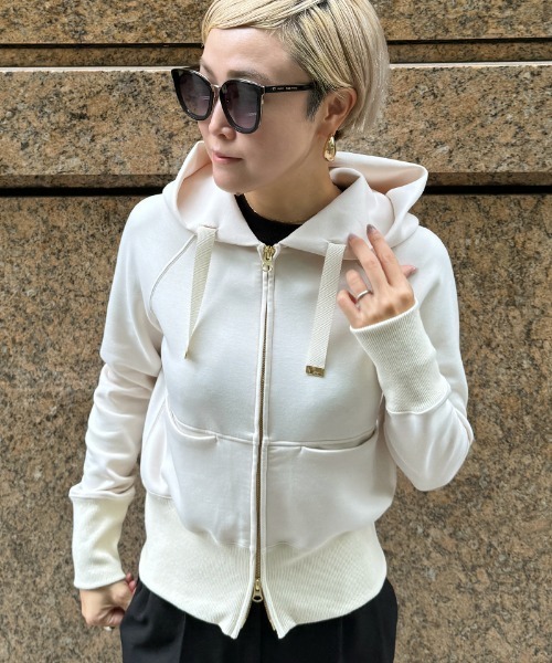 JENNE」 ジップアップパーカー LARGE アイボリー レディース