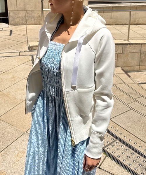 JENNE」 ジップアップパーカー LARGE アイボリー レディース 