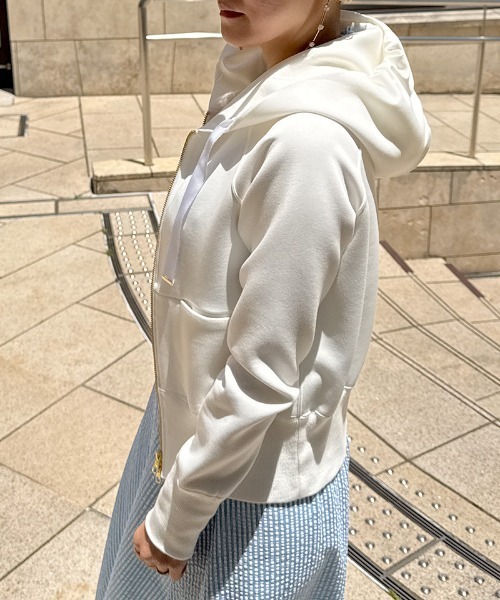 JENNE」 ジップアップパーカー LARGE アイボリー レディース 