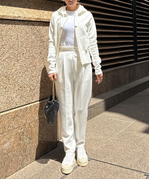JENNE」 ジップアップパーカー LARGE アイボリー レディース 