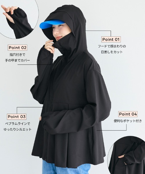 「coca(coca)」 ジップアップパーカー L ブラック レディース_画像3