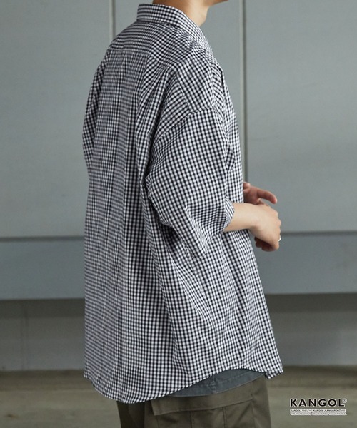 「KANGOL」 半袖シャツ L ネイビー メンズ_画像2