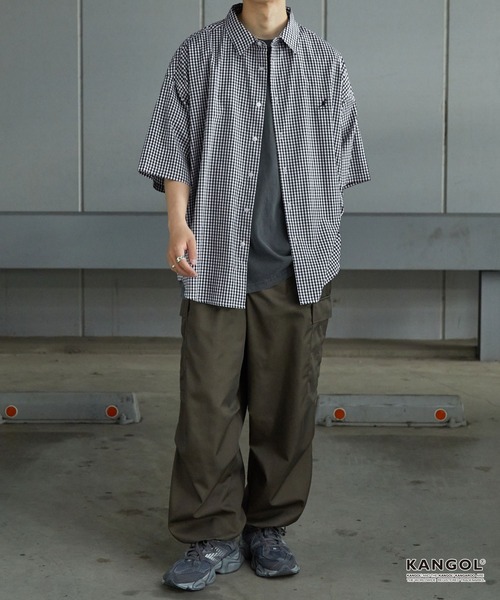 「KANGOL」 半袖シャツ L ネイビー メンズ_画像3