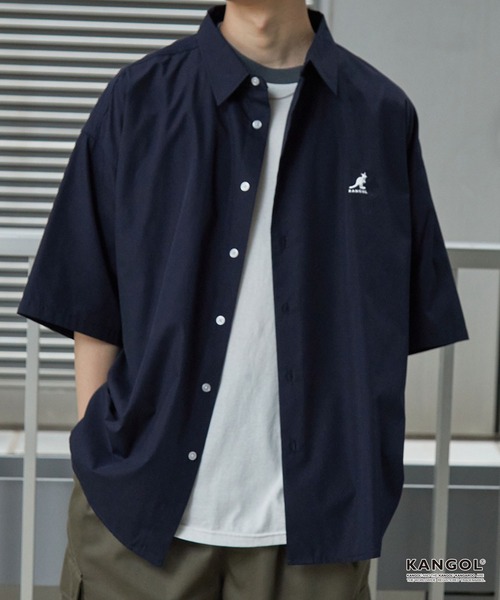「KANGOL」 半袖シャツ L ネイビー メンズ_画像6