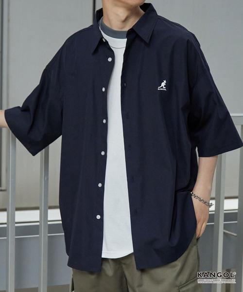 「KANGOL」 半袖シャツ L ネイビー メンズ_画像7