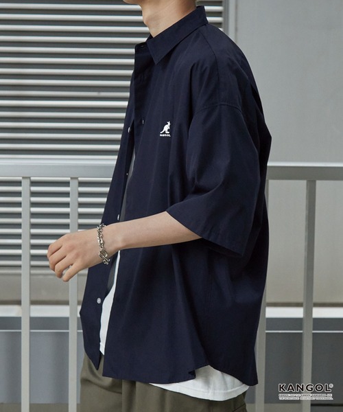 「KANGOL」 半袖シャツ L ネイビー メンズ_画像9
