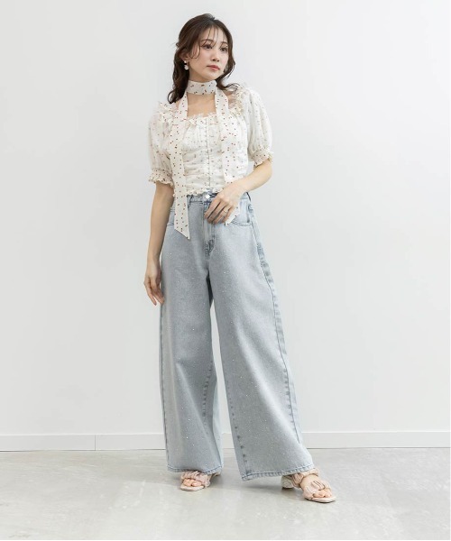 「RANDA」 デニムパンツ 1 グレー レディース_画像8