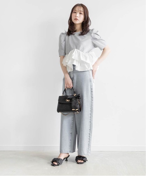 「RANDA」 デニムパンツ 1 グレー レディース_画像9