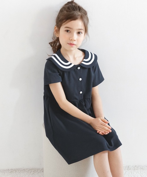 ★美品★ヴェルサーチェ 子供服 ワンピース サイズ約110cm 黒色★採寸あり 廃版アウトレットセール50％OFF】丸襟ワンピース 140 150 160cm