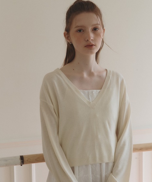 ニット セーター A'GEM/9 × .kom「LETTER FROM MOON/レターフロム ムーン」Capital V Layered Sweat