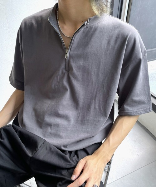 非売品 B.R.U tシャツ メンズ ハーフジップスタンドカラーTシャツ メンズウェア