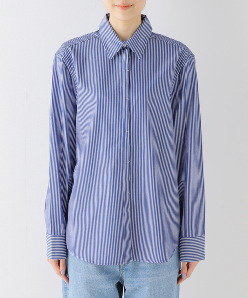 【美品】KALLMEYER カルメイヤー　ストライプシャツ　長袖　ネクタイ Deuxieme Classe ブラウス シャツ 「KALLMEYER/カルメイヤー
