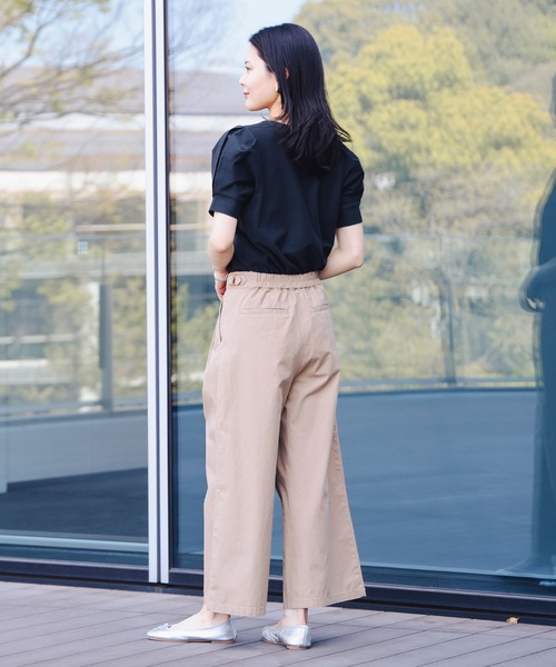 BEAMS HEART パンツ サイドベルト ワイドパンツ レディース