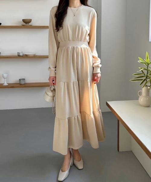 COCOMOMO ワンピース ティアードスウェットロングワンピース