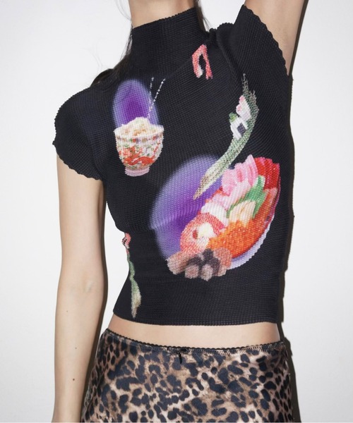 musubore tシャツ 「 select 」pleated print tops /プリーツ