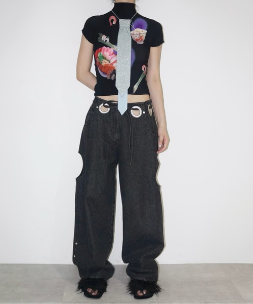 musubore tシャツ 「 select 」pleated print tops /プリーツ