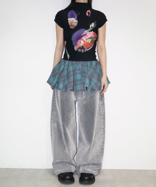 musubore tシャツ 「 select 」pleated print tops /プリーツ