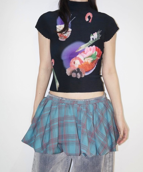 musubore tシャツ 「 select 」pleated print tops /プリーツ