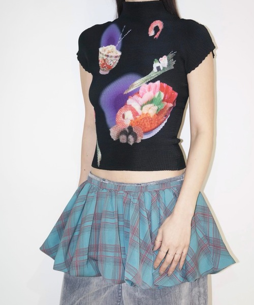 BYBLOS 売れ筋商品|||ビブロス Tシャツ トップス レディース Tops Azure musubore tシャツ 「 select 」pleated print tops /プリーツ