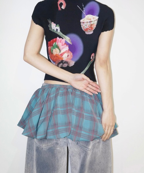 musubore tシャツ 「 select 」pleated print tops /プリーツ
