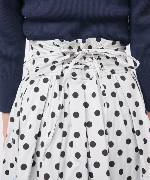 スカート ドットジャガードバックレースアップスカート レディース  