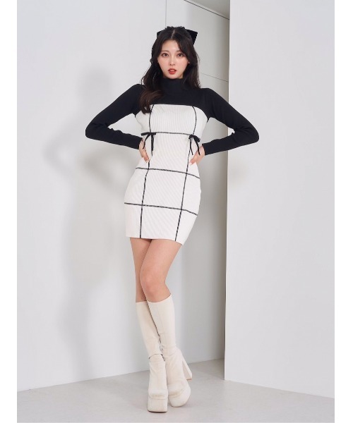 ダーリッチ　ドッキングリボンデザインニットミニワンピース Darich（ダーリッチ） ワンピース ドッキングリボンデザインニットミニ
