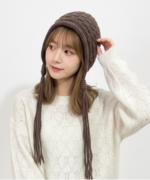 ニット帽 ニットキャップ 「HIKA」ポップコーンニットタッセルCAP