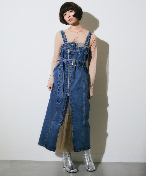 ※新品タグつき　マルチウェイデニムジャンパースカート【ELLEgirl】 マルチウェイデニムジャンパースカート ELLEgirl｜クロスプラス