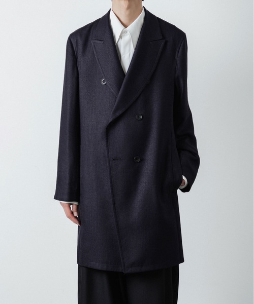 ジャケット テーラードジャケット SLUB YARN DOUBLE-BREASTED COAT メンズの画像