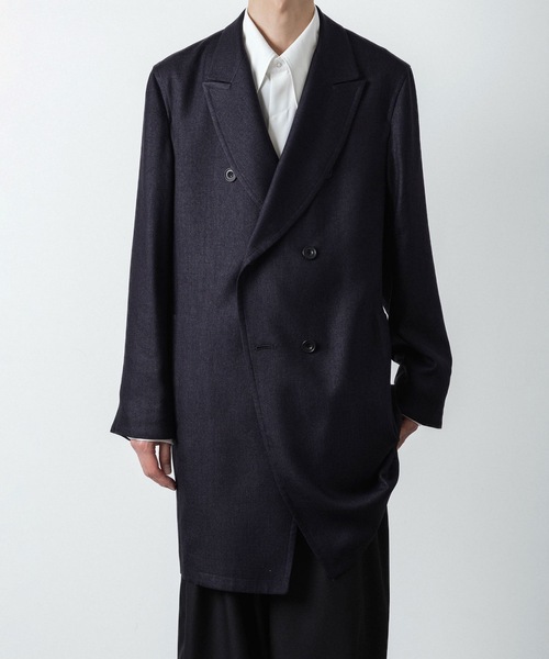 ジャケット テーラードジャケット SLUB YARN DOUBLE-BREASTED COAT メンズの画像