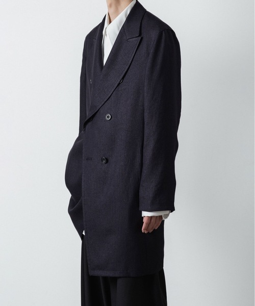 ジャケット テーラードジャケット SLUB YARN DOUBLE-BREASTED COAT メンズの画像
