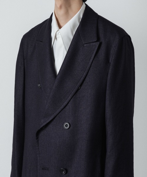 ジャケット テーラードジャケット SLUB YARN DOUBLE-BREASTED COAT メンズの画像