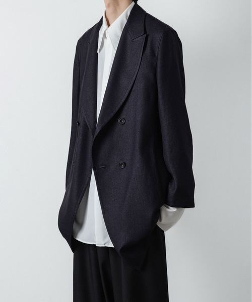 ジャケット テーラードジャケット SLUB YARN DOUBLE-BREASTED COAT メンズの画像