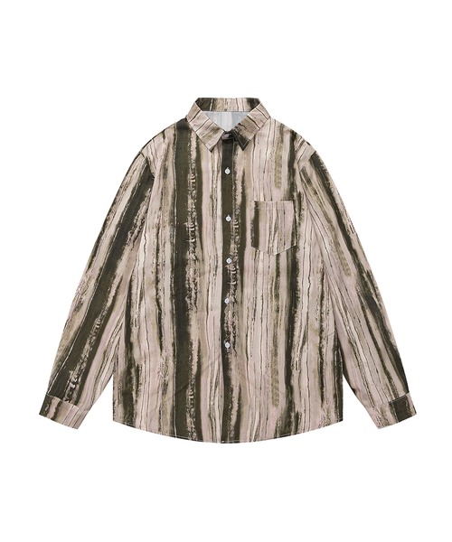シャツ HOOK -select- 古着風ペイント総柄シャツ メンズ レディース