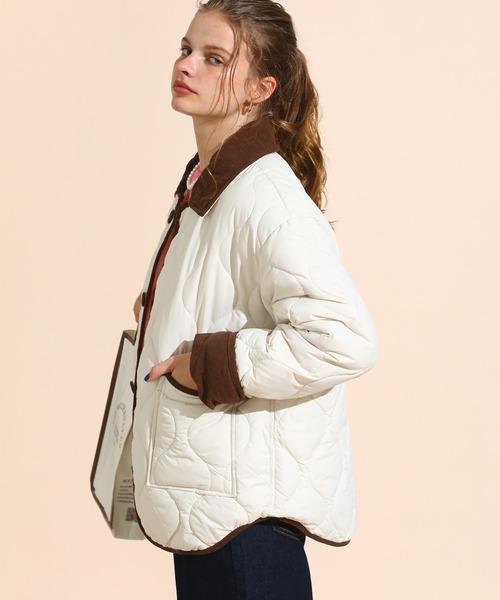 ミリタリージャケット モッズコート パイピング襟付きキルティング