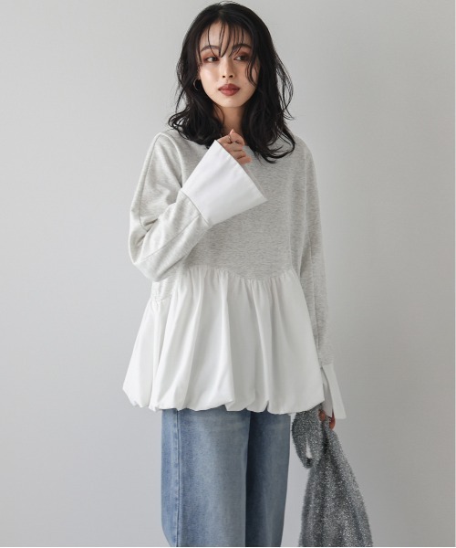 tシャツ サテンペプラムバルーンTシャツ レディース Myu tシャツ サテンペプラムバルーンTシャツ レディース